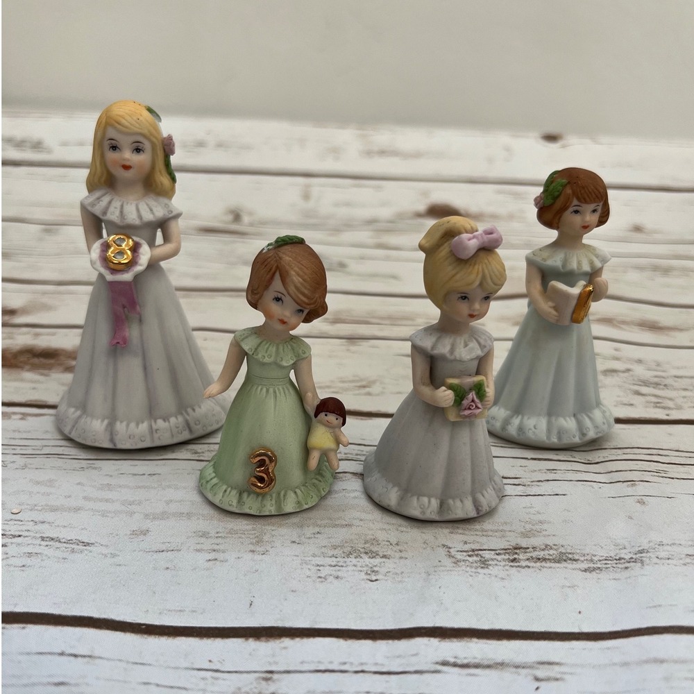 Enesco Growing Up Birthday Girls Porcelain Figurines Lot of 4
